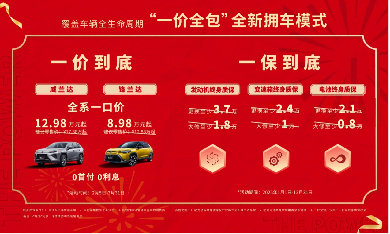 广汽丰田开年放大招，三大终身质保全免费享有