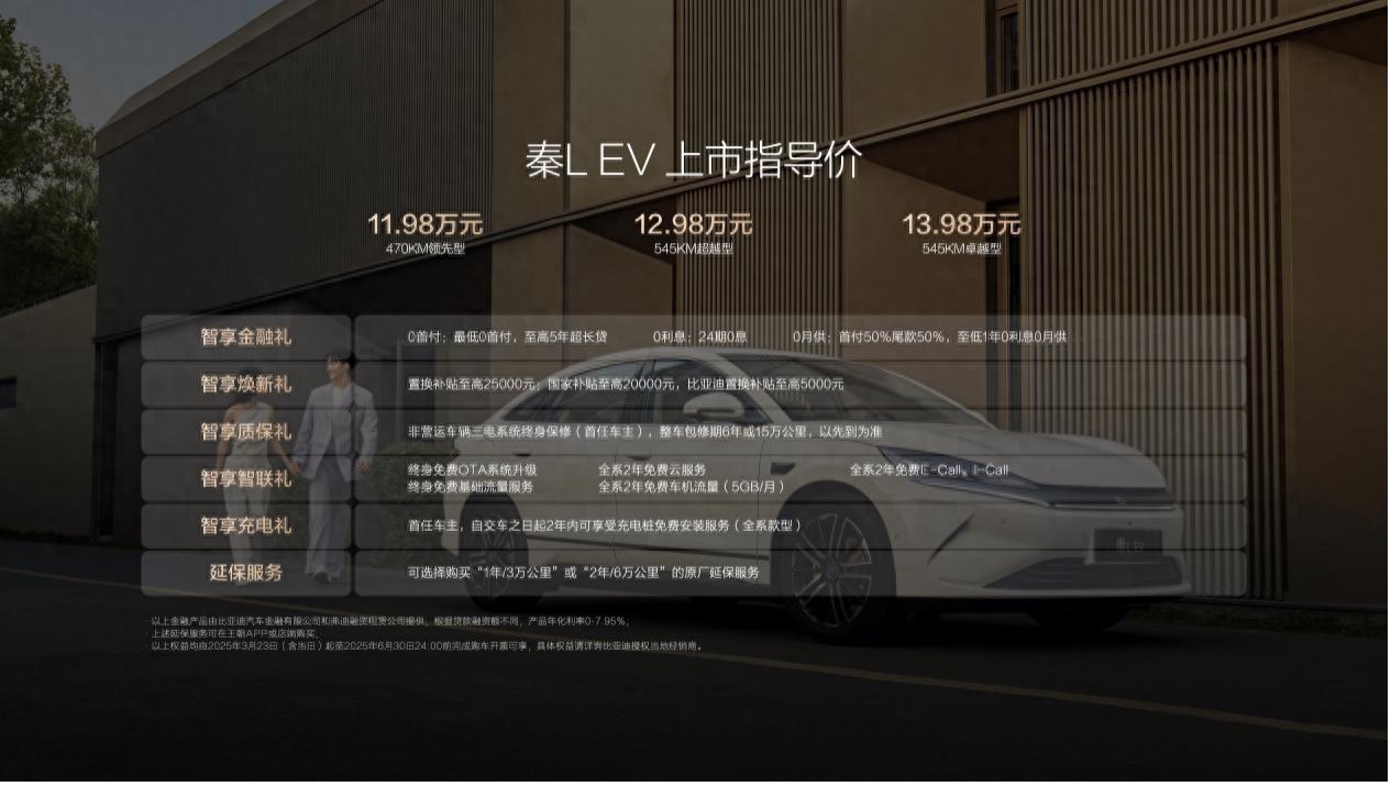 平替小米SU7！最带感的“智美中级车”秦L EV 11.98万元起
