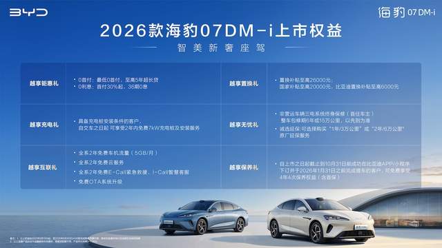 比亚迪2026款海豹07DM-i上市，售价14.98-18.68万元