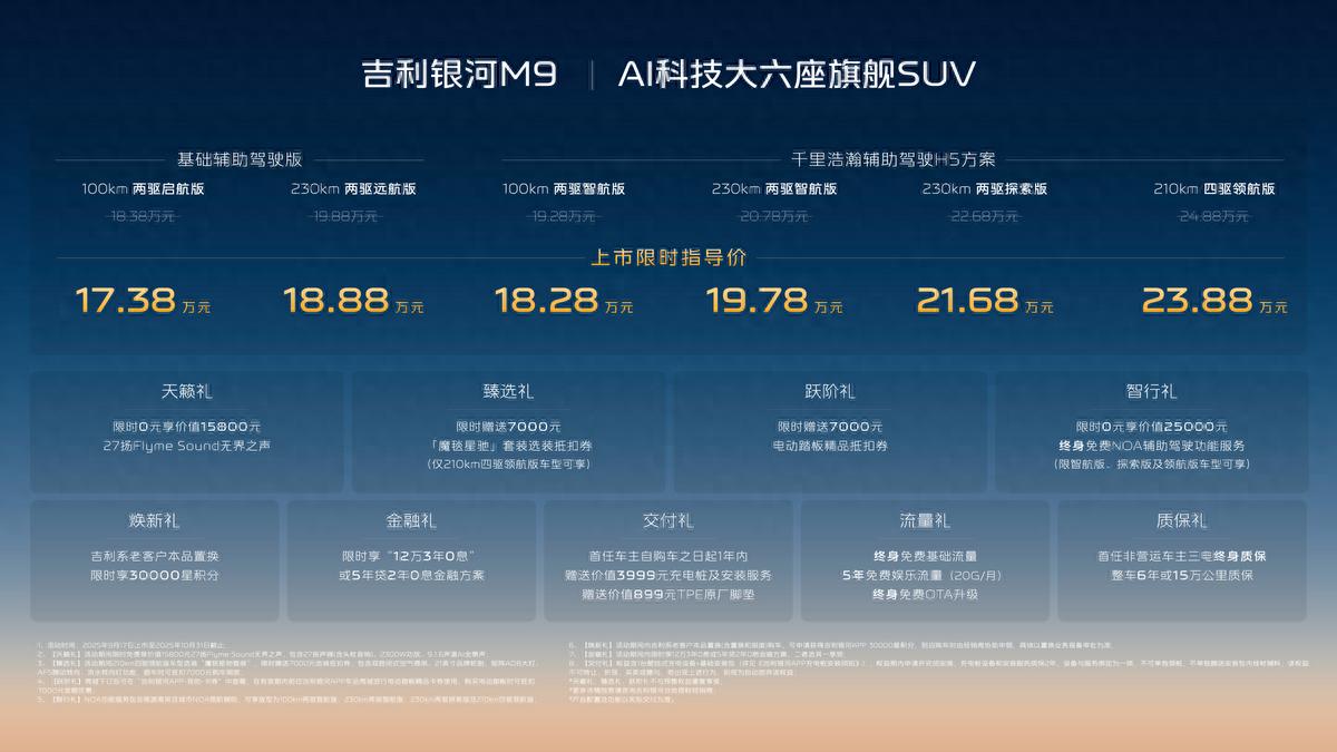 限时17.38万起，吉利银河M9上市，开启AI出行新时代
