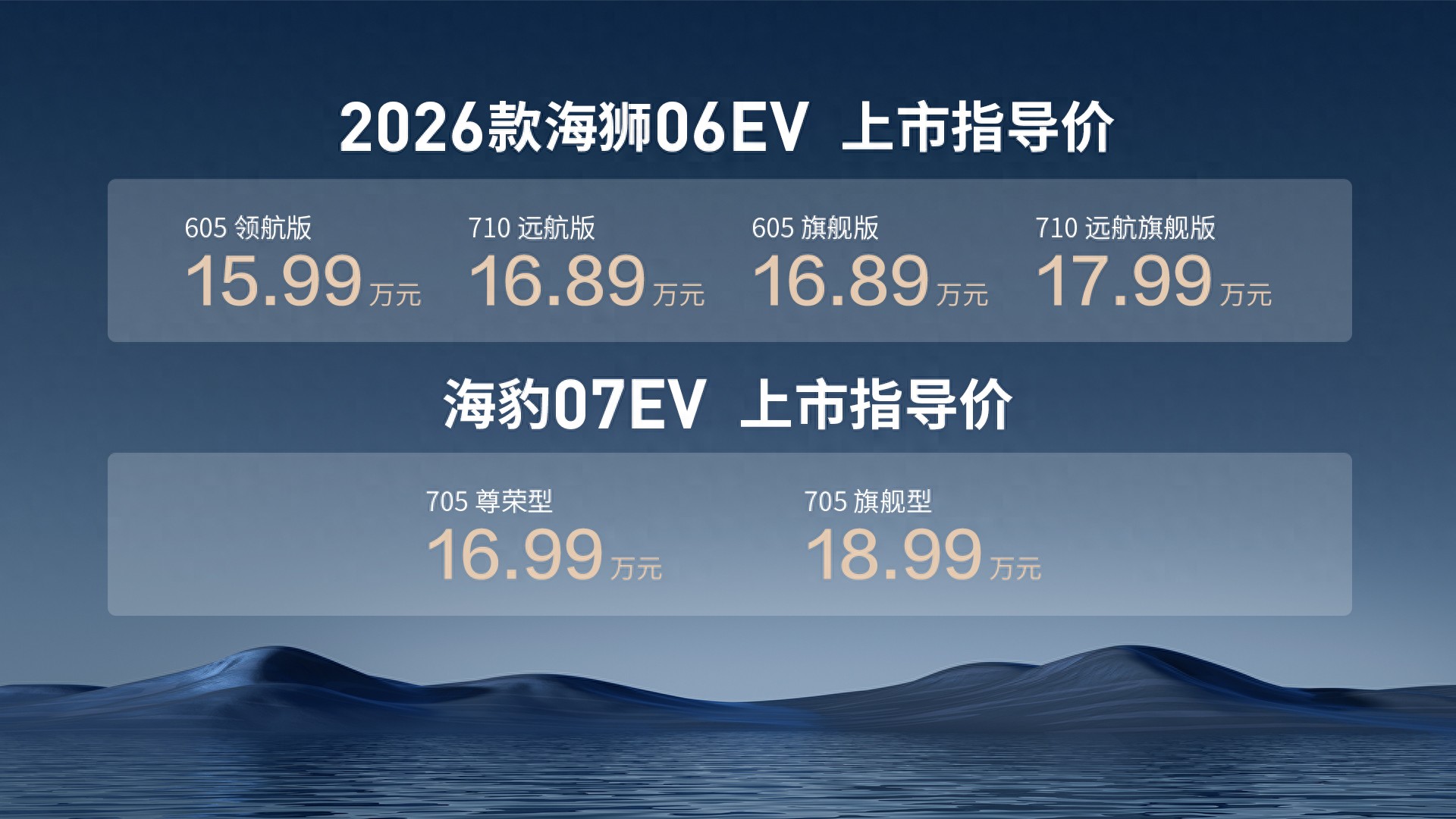 2026款海狮06EV、海豹07EV、海豹08狮力豹发领跑闪充时代